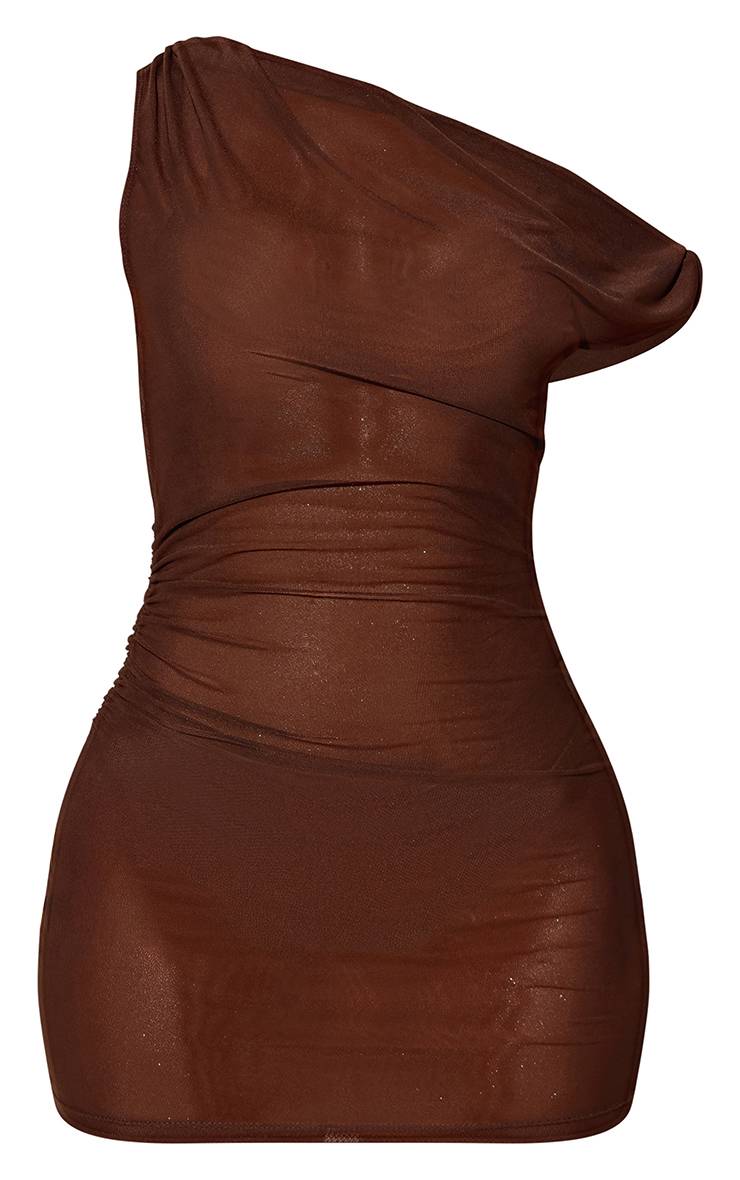 Chocolat Robe De Plage Courte En Maille Avec Détail Torsadé Aux Épaules
