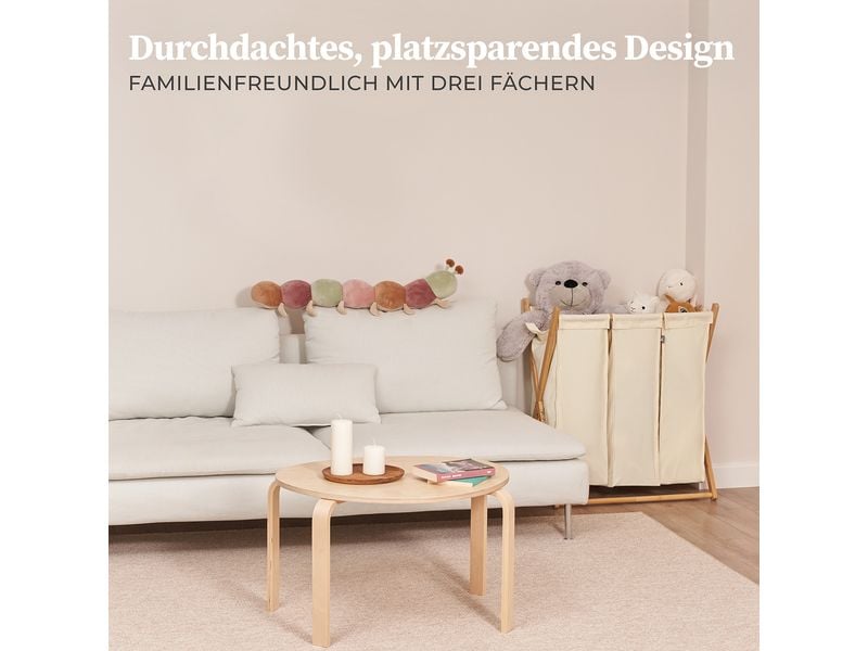 Hennez Wäschekorb  Xavier 150 l, Grau/Nature Aufbewahrungsbox mit 3 Kammern