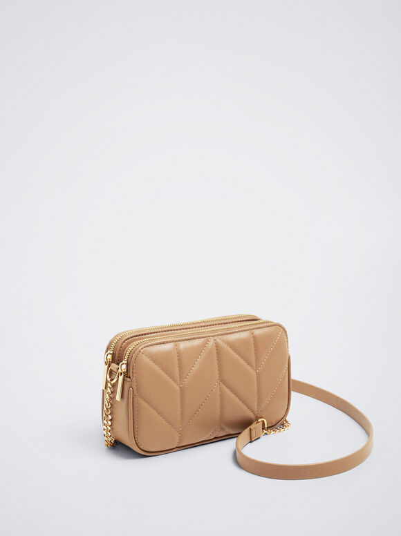 Bolso Padded Asa De Cadena - Marrón