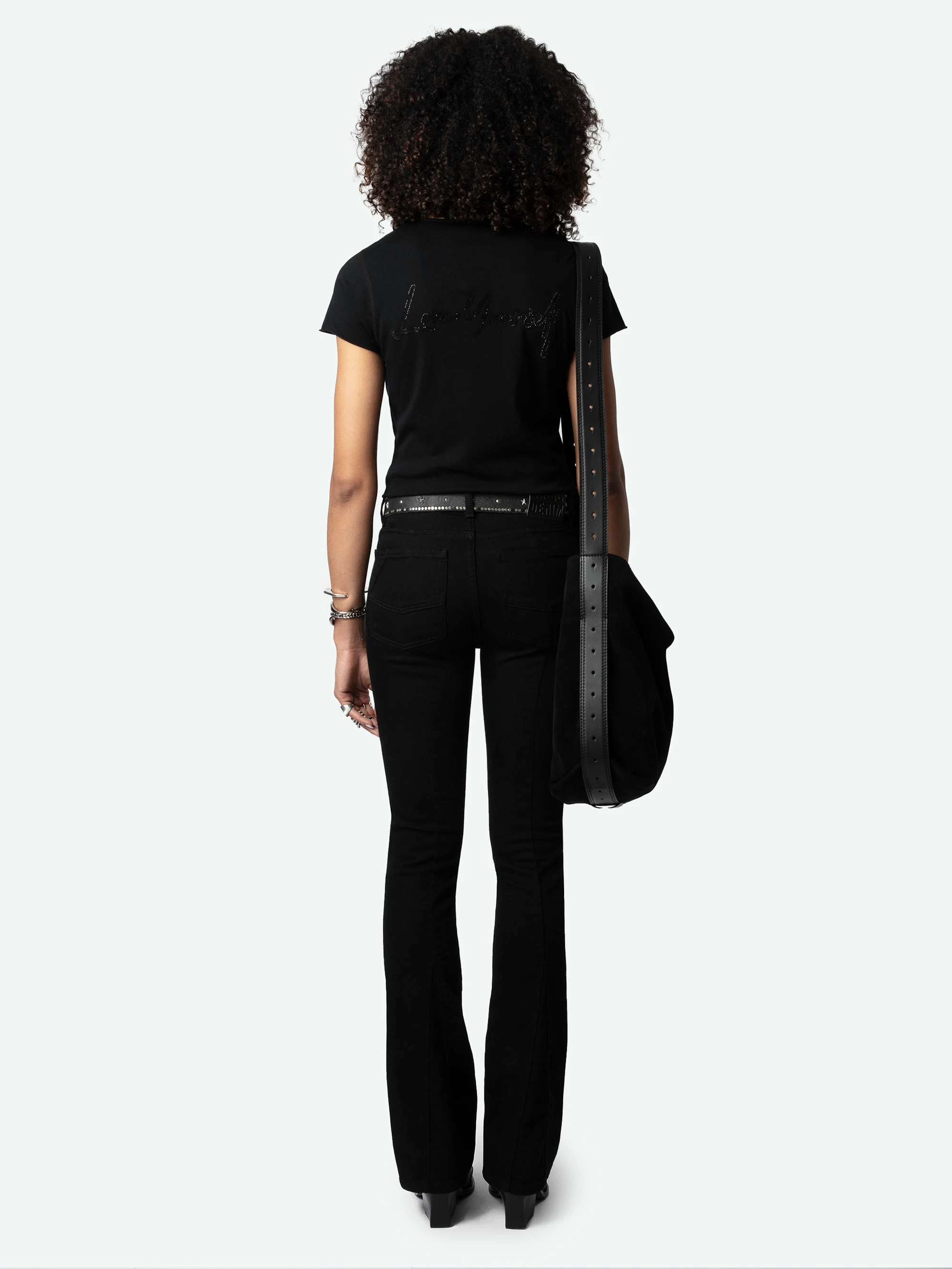 Tee-shirt col V en coton bio | Noir