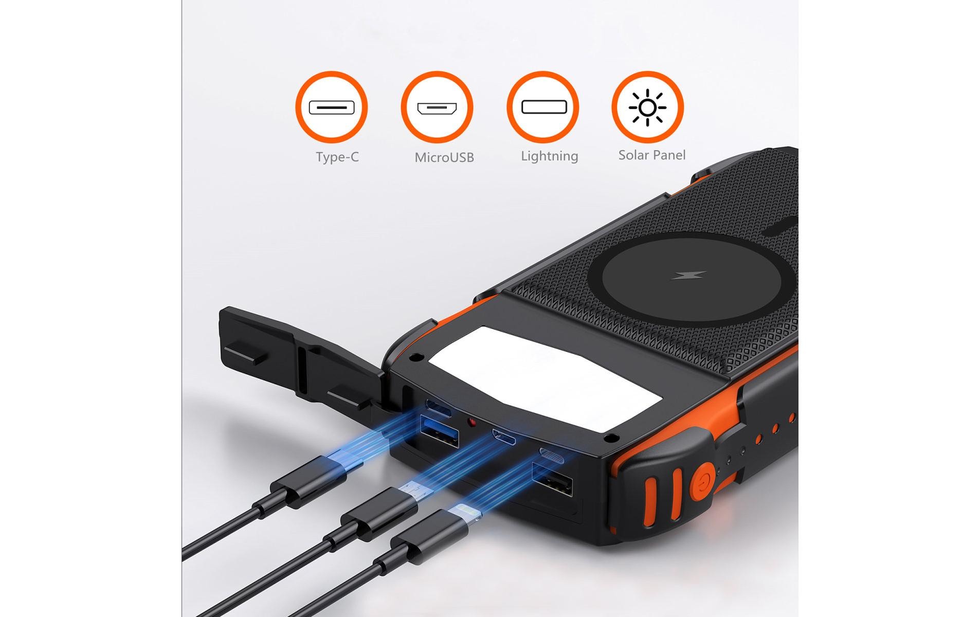 Solar-Powerbank Rugged TitanPack UltiMag 20000 mAhRobuste, wasserdichte Outdoor 20000-mAh-Powerbank mit integriertem Qi-Charger und Solarpanel