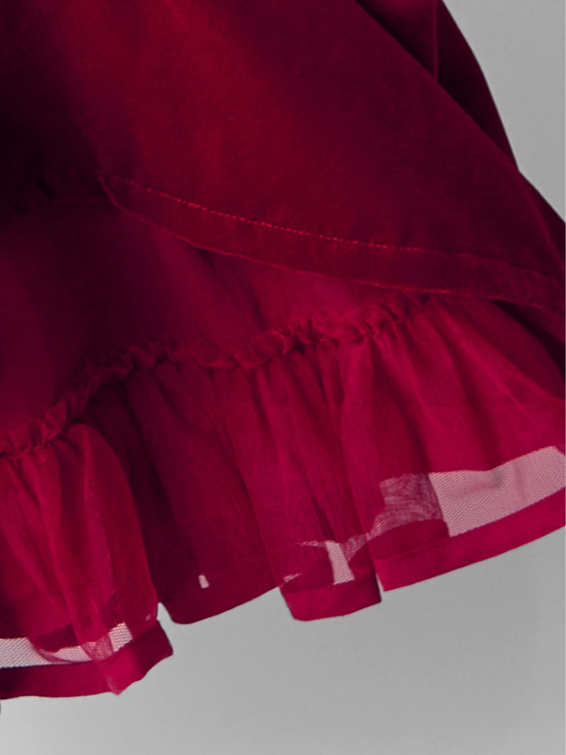 Rood - JoJo Maman Bébé Smocked Waist Velvet Party Dress