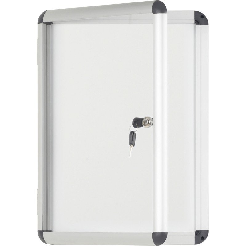 Vitrine intérieure acier laqué porte battante cadre aluminium Bi-Office Enclore - 2 feuilles