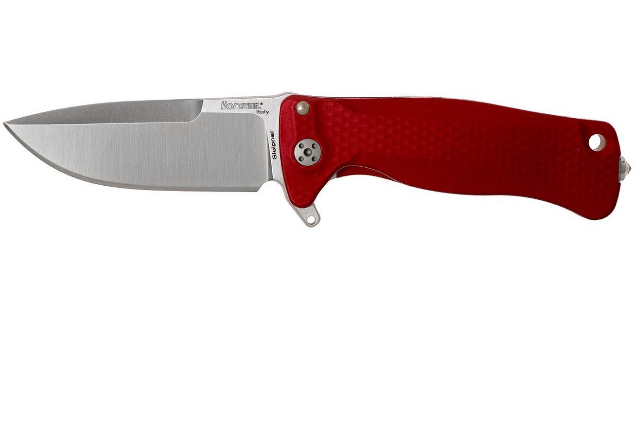 LionSteel SR22A-RS Red Aluminium, Satin Blade