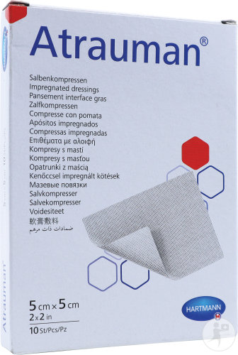 Hartmann Atrauman Compresses Stériles Imprégnées Excipient Gras 5x5cm Pièces 10 (4995108)