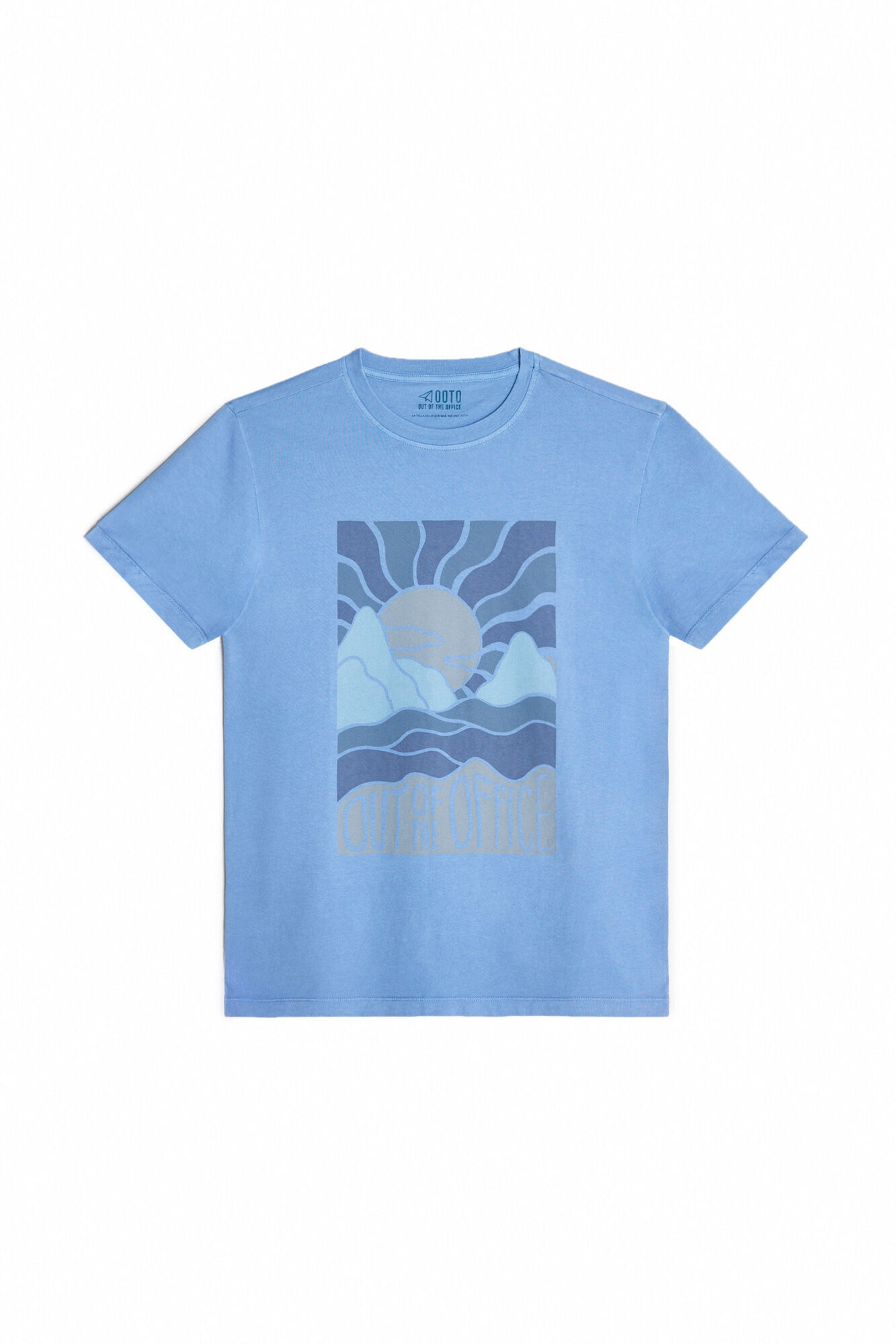 Camiseta com estampa de pôr do sol - Azul