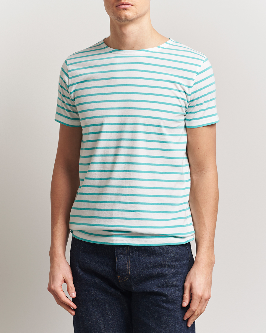 Armor-lux Hoëdic Boatneck Héritage Stripe T-shirt Milk/Laguna