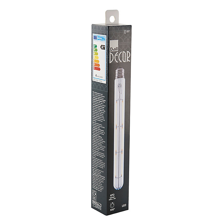 Ampoule décorative LED Diall tube T28 300mm E27 4W=40W blanc chaud