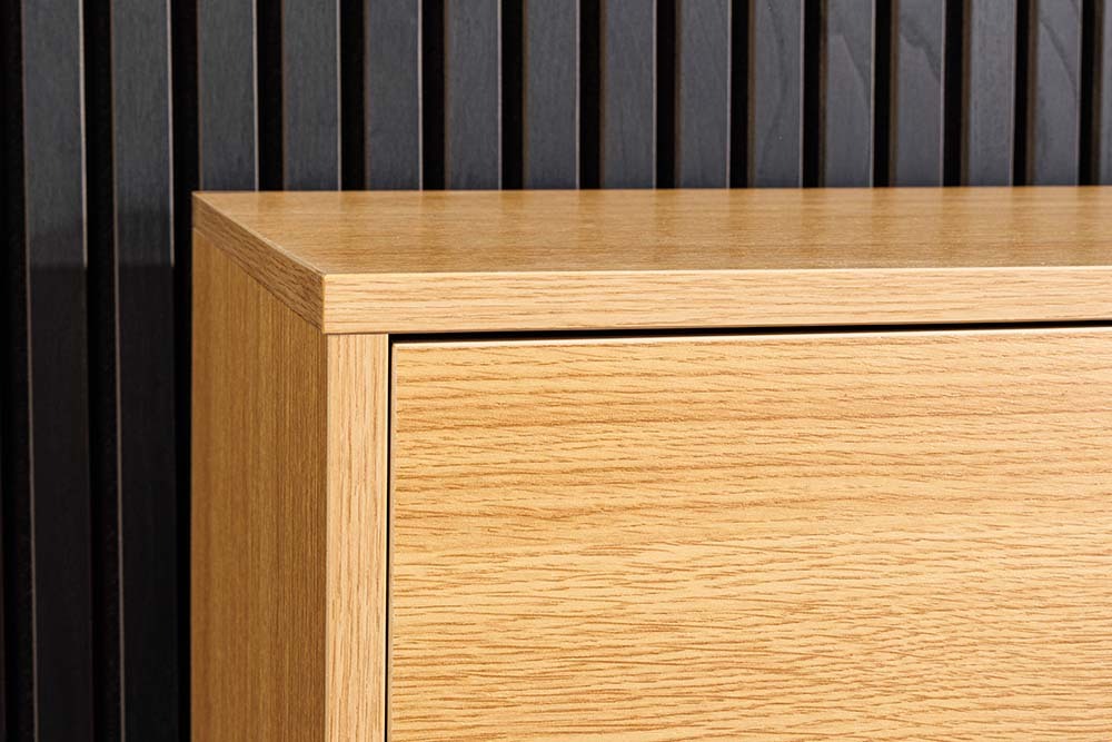 Hängendes TV-Board LOFT 200cm natur schwarz sieben Fächer mit Schublade