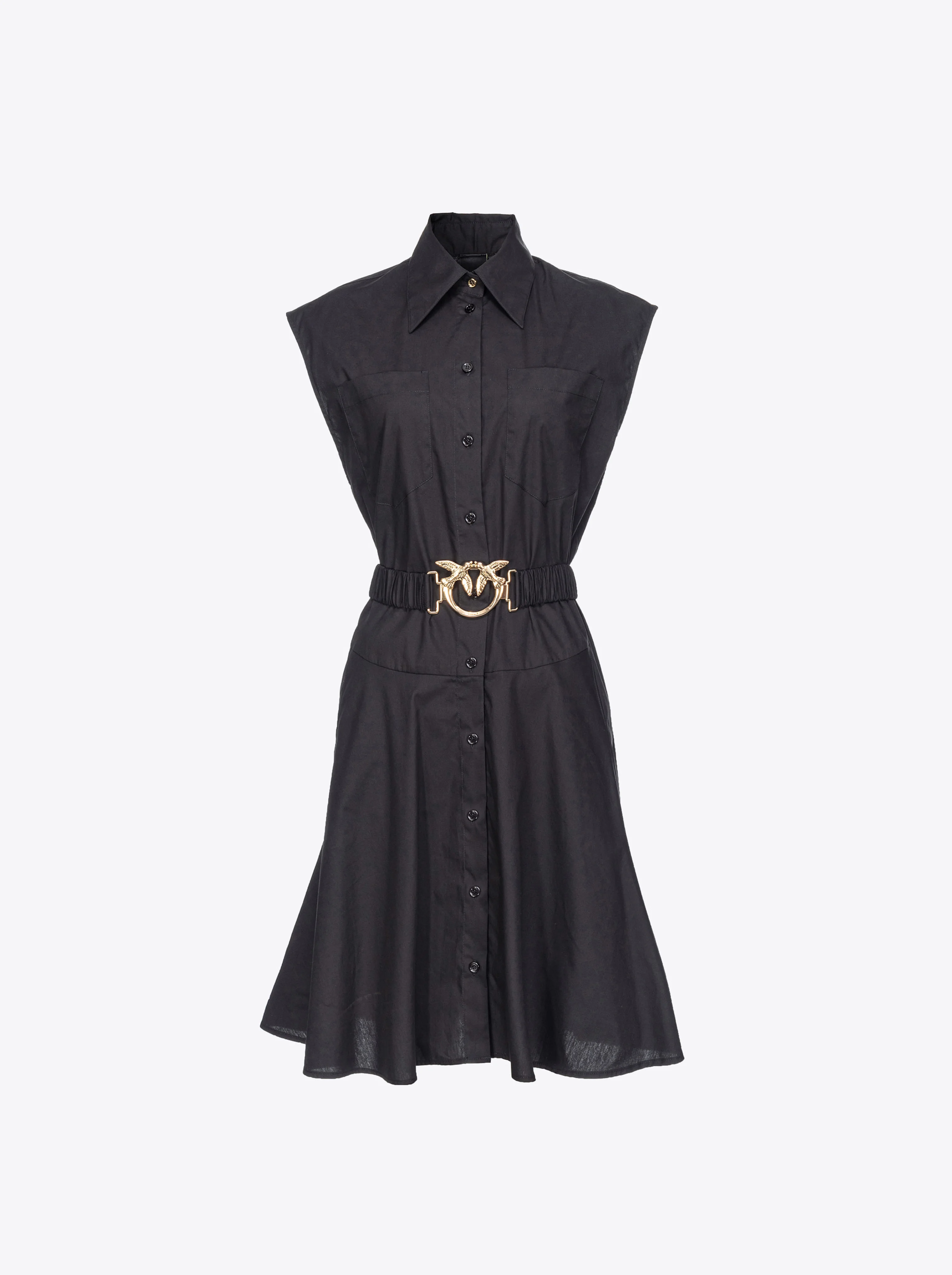Robe chemise avec ceinture love birds | Noir