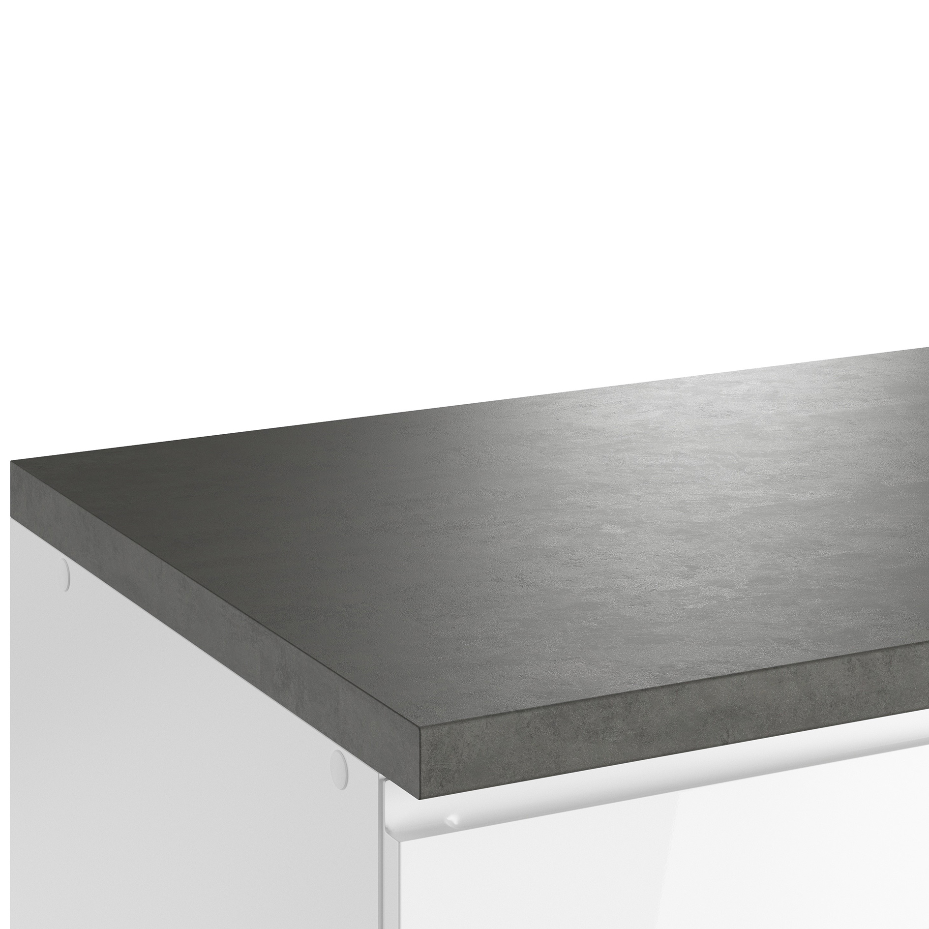 Küchenblock MONZA - weiß Hochglanz - Beton-Optik - mit E-Geräten - Glaskeramikkochfeld - 300 cm