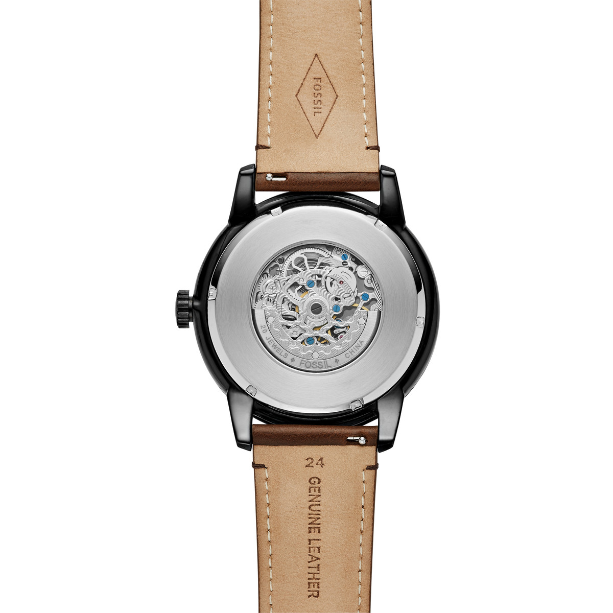 Montre Fossil homme automatique acier cuir marron