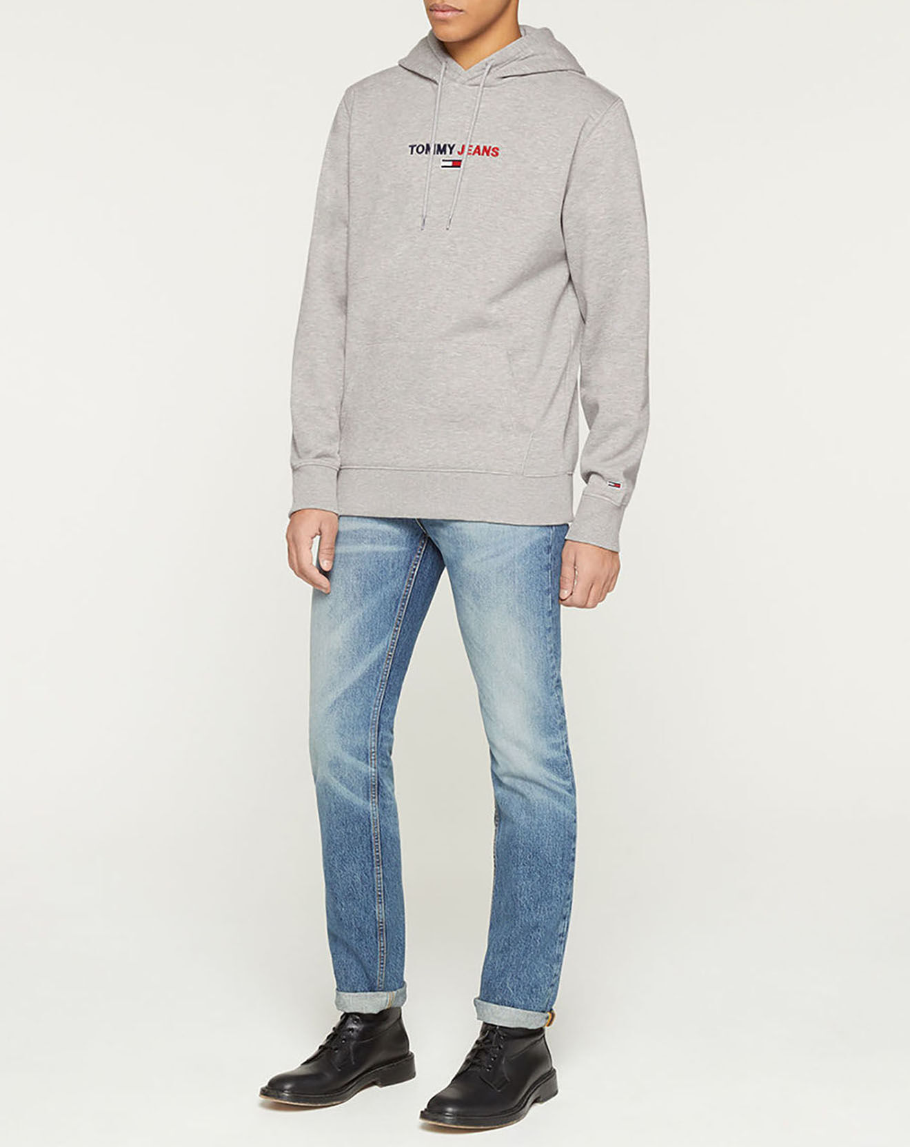 Tommy Jeans Sweat linear logo gris moyen