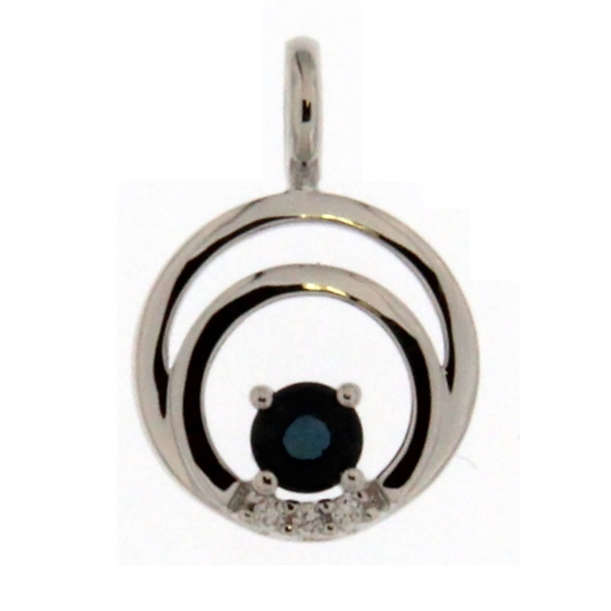 Pendentif Brillaxis double cercle saphir diamants