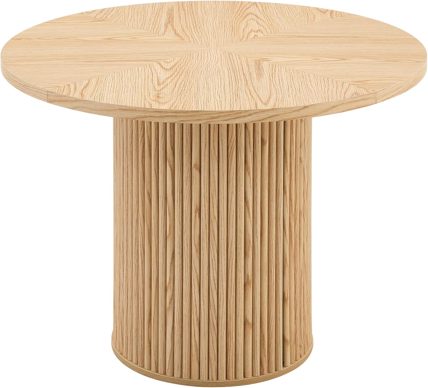 Runder Esstisch 100 cm für 4–6 Personen, MDF, stabile 4-Segment-Tischplatte in Holzoptik, moderner Küchentisch für Esszimmer & kleine Räume (MDF+Metal, Natural Wood) XL4695035
