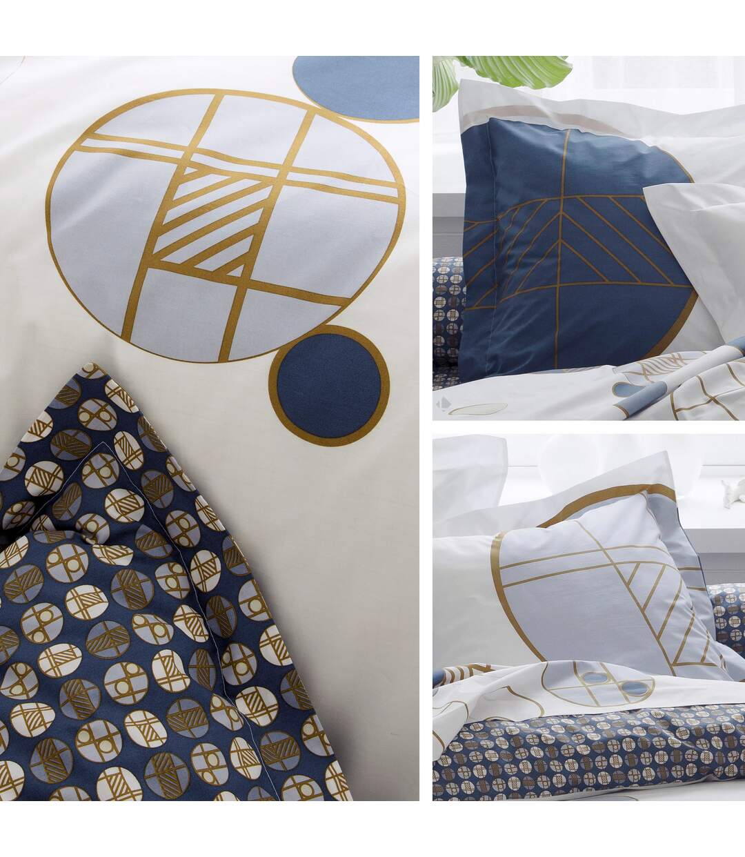 Housse de couette 200x200 cm Percale coton ROMEO bleu Baltique