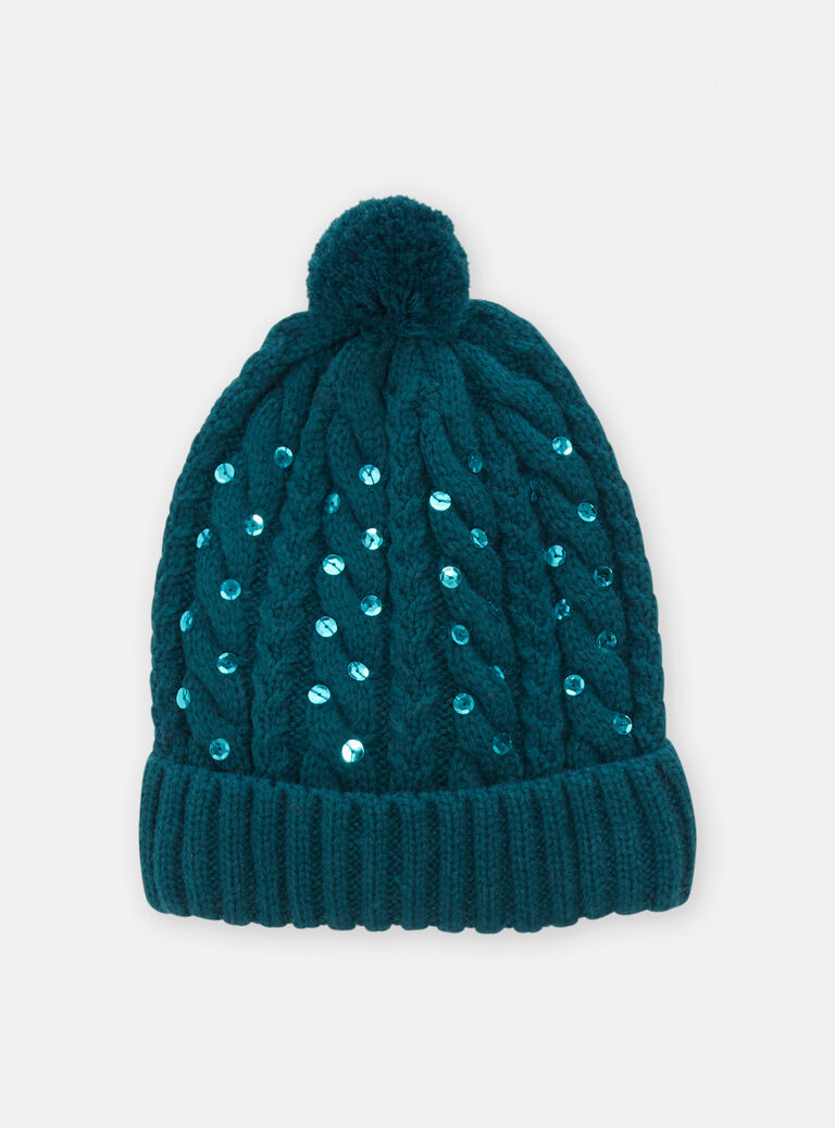 Bonnet bleu canard pour fille