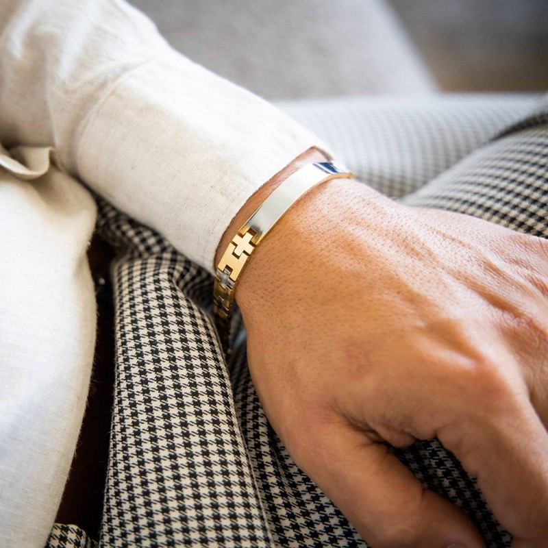 Gourmette Homme Acier Argent Doré