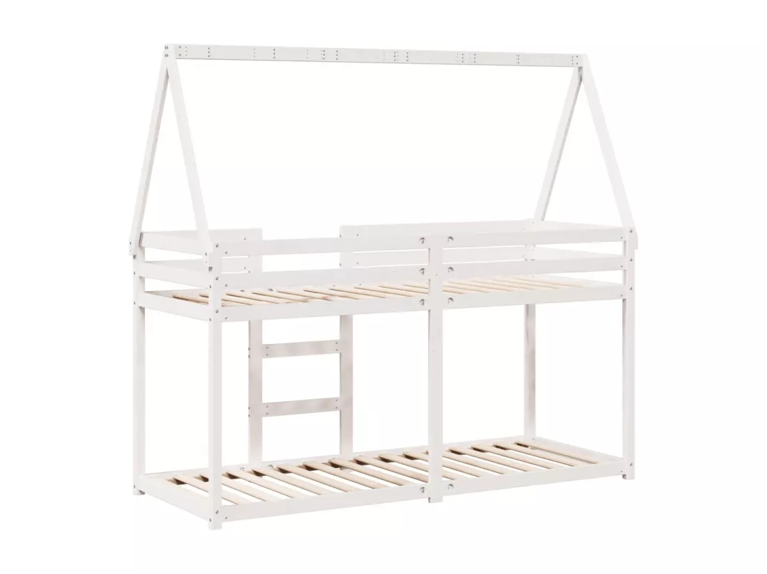 Lit superposé avec toit blanc 90x200 cm bois de pin massif