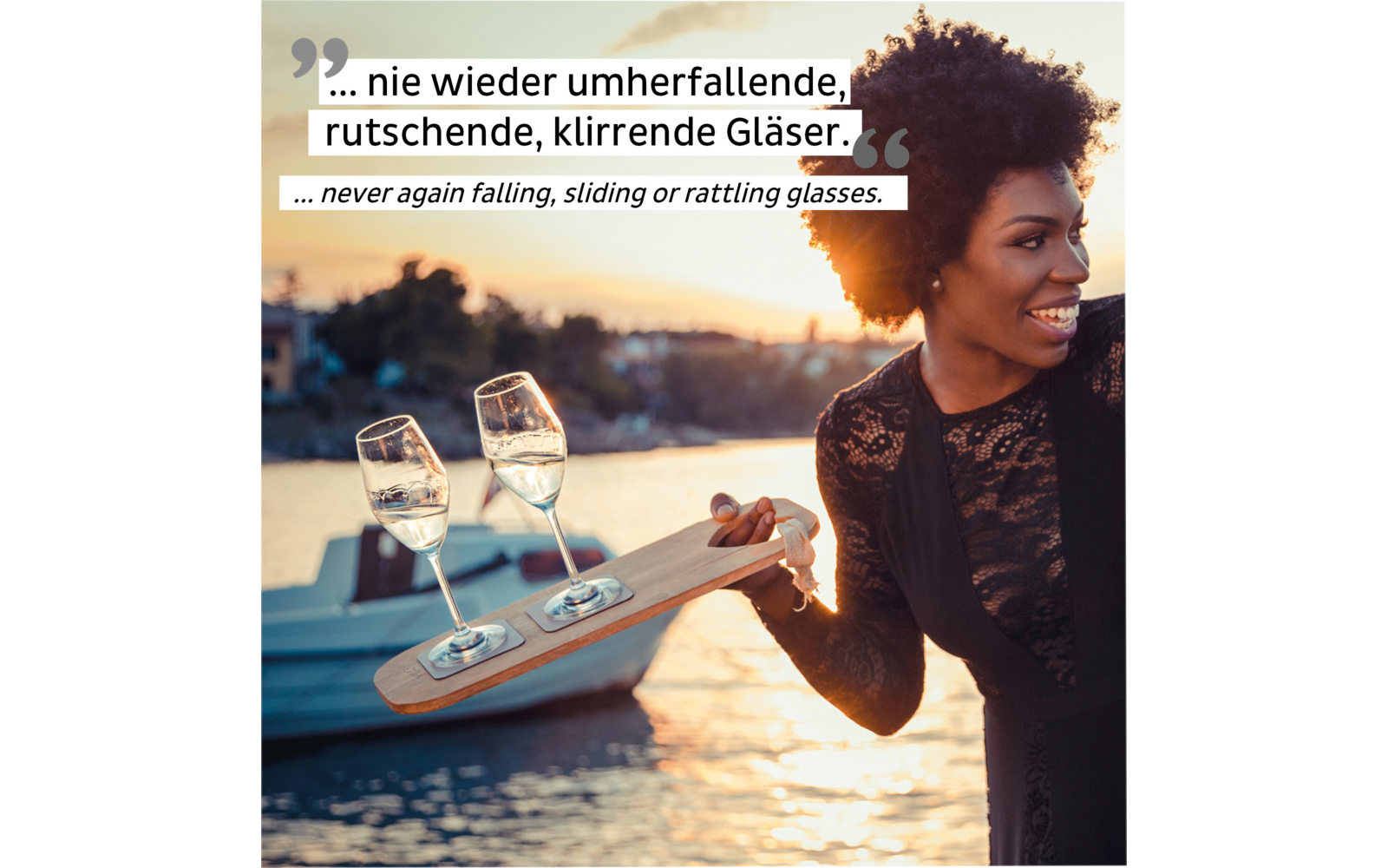 silwy® Magnet-Champagnergläser inkl. Untersetzer 2er Set (200 ml)