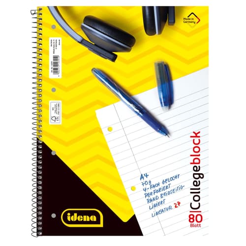 Collegeblock A4 mit Doppelrand 80 Blatt 70g/m² liniert