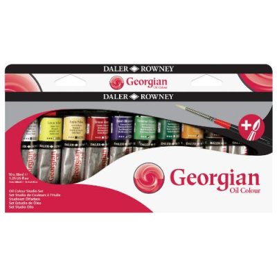 Daler Rowney Georgian Oil Paint & Brush Studio Set: 10x38ml