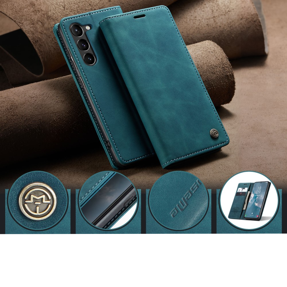 Samsung Galaxy S23 5G Leder Tasche Flip Wallet Etui mit Kartenfächern - Blaugrün
