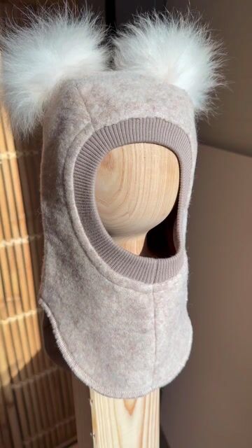 Balaclava Ull 2-Lags – Børstet Ullfleece | Alpaca Pompoms