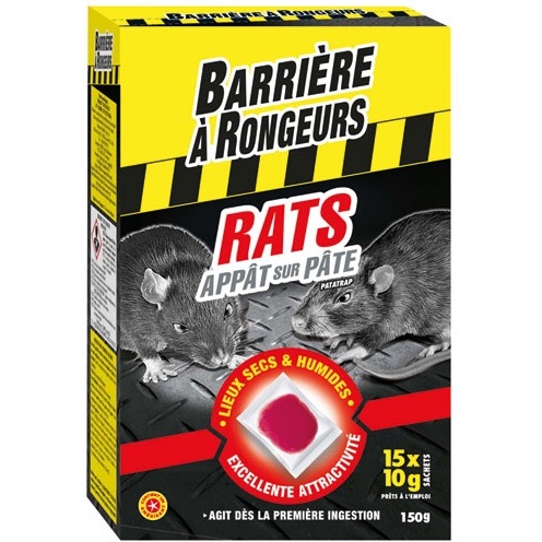 Appât sur pâte - rats - 150 g - 15 sachets de 10 g