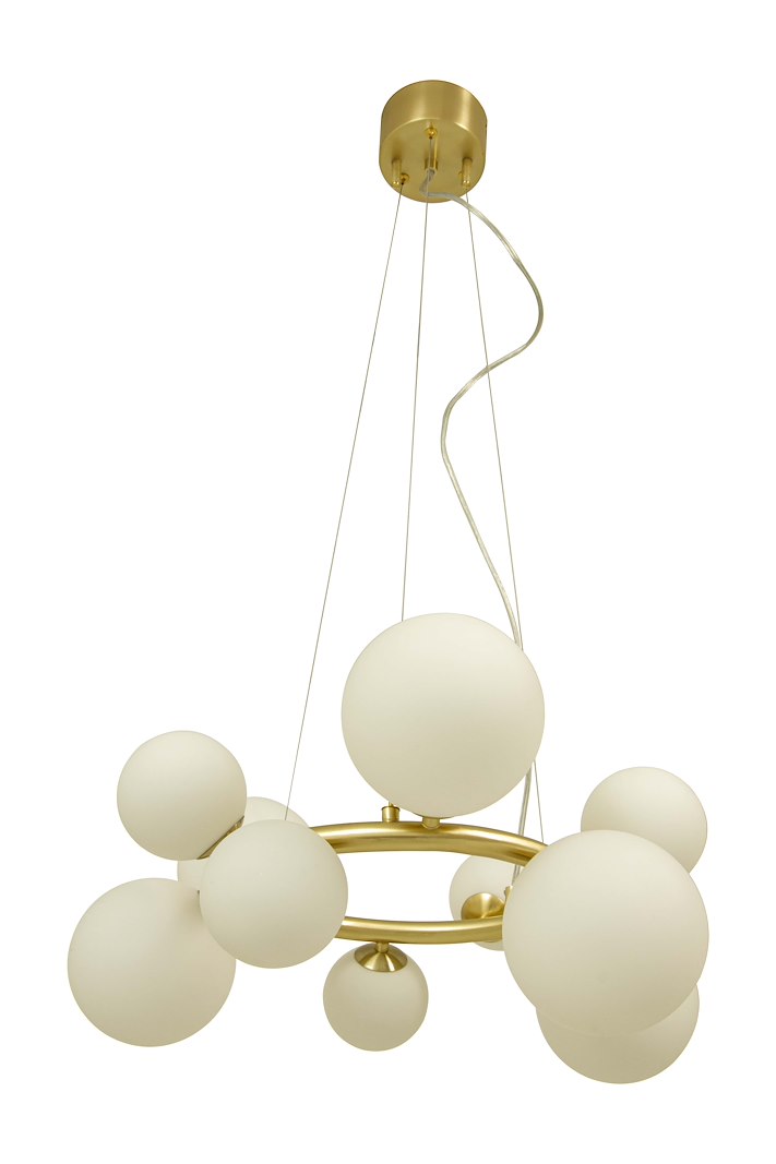 Molekyl taklampe Ø:50, matt messing/hvit 10 x G9