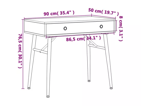 Bureau d'ordinateur avec tiroir vert antique 90x50x76,5 cm