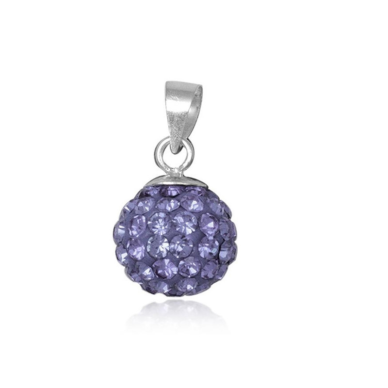 Pendentif Perle en Cristal Violet et Argent 925