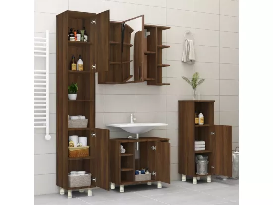 Armoire de bain Chêne marron 30x30x95 cm Bois d'ingénierie