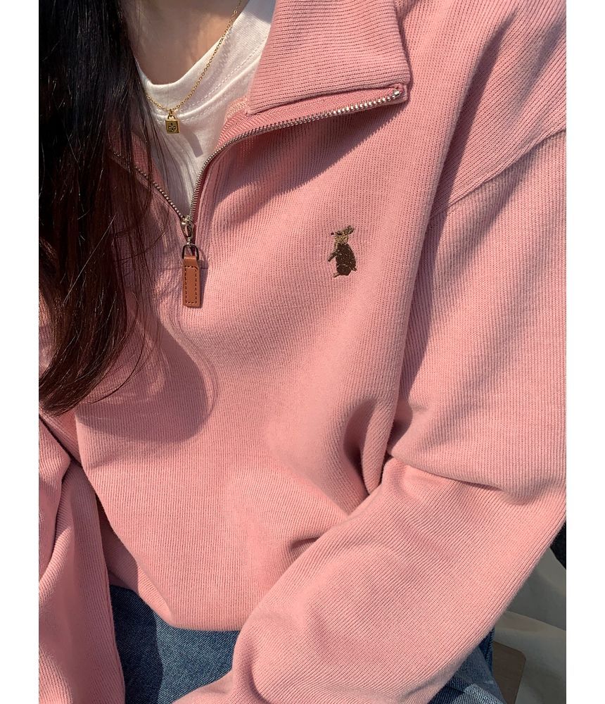 Moon City - Sweatshirt met geborduurde opstaande kraag