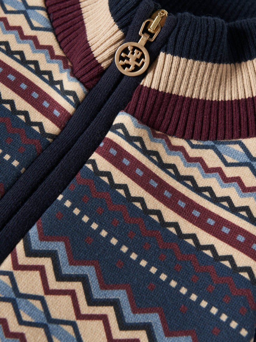 Vestido malha manga comprida com padrão