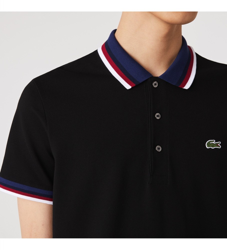 Polo Lacoste Regular Fit Stretch Piqué Preta