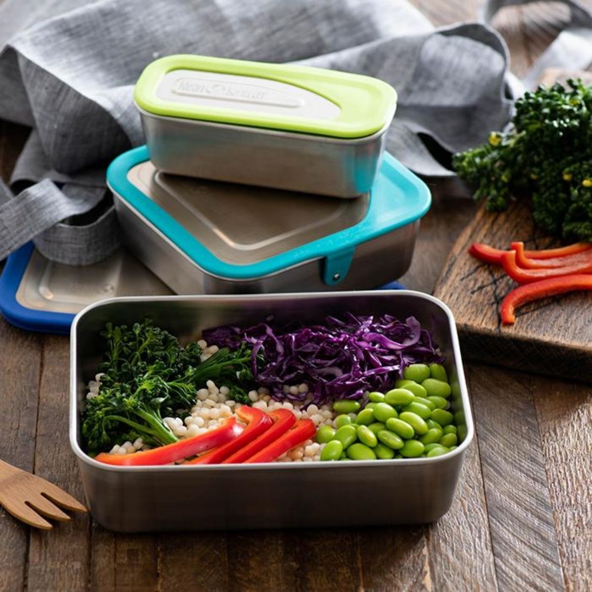 Conjunto de três recipientes para alimentos Klean Kanteen em aço inoxidável