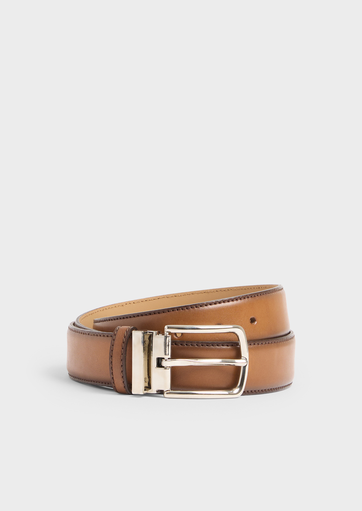 Ceinture ajustable en cuir lisse cognac