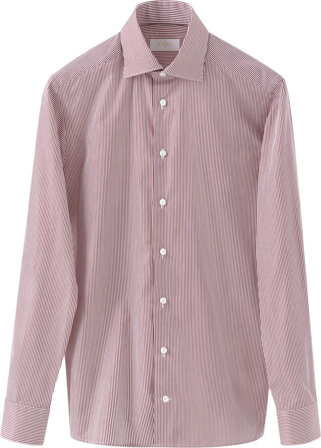 ETON Slim Fit Red Striped Elevatedtwill Shirt Rød
