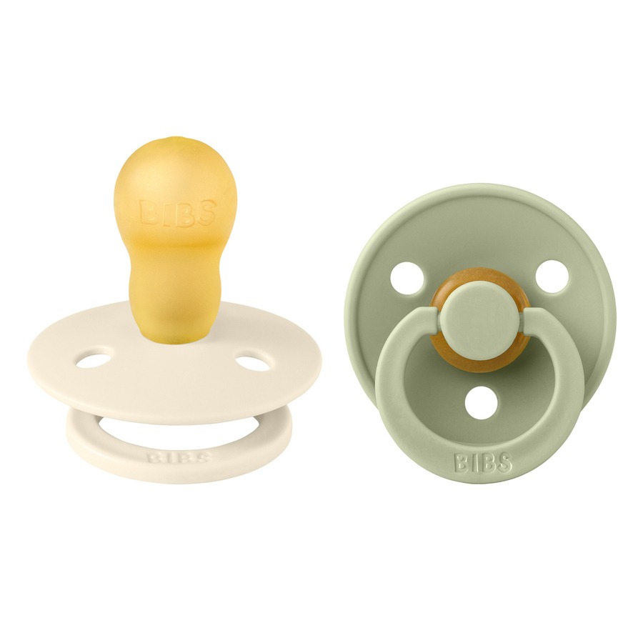 BIBS Pacifier Colour Latex Ivory/Sage Size 3 2pcs