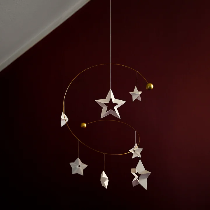 Flensted Mobiles - Starry Night Mobile 7, weiss / gold