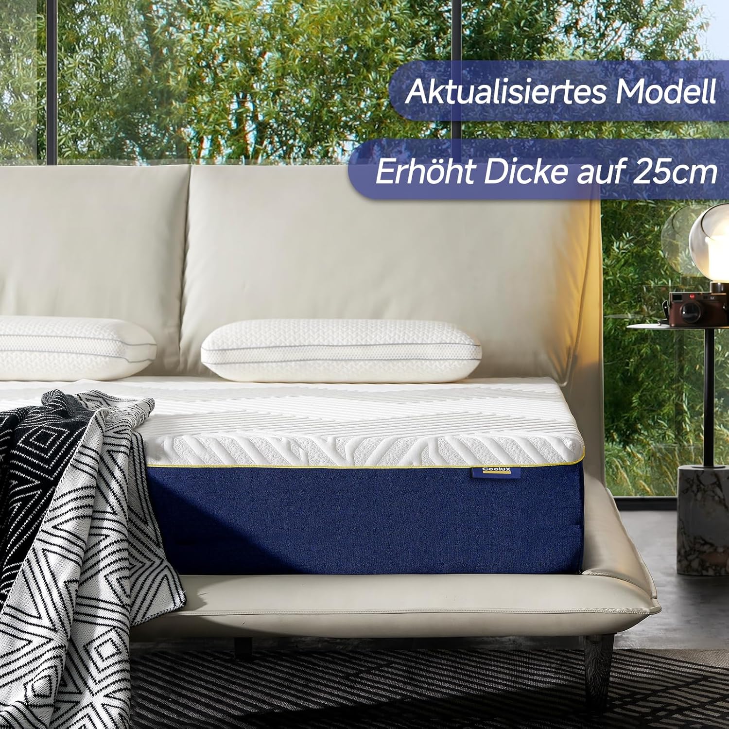 Matratze 90x200 Schaumstoffmatratze 25cm Hoch Kaltschaummatratze Orthopädische Rollmatratze Öko-Tex Zertifiziert Härtegrad-H3 Memory Schaum Matratze Mit Bezug, Abnehmbar & Waschbar
