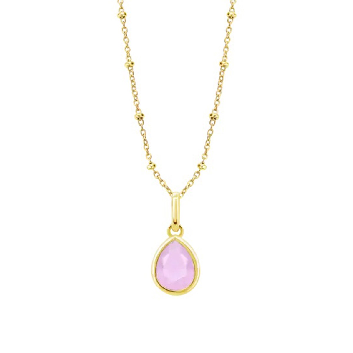 Collier Lotus Silver Solitaire goutte rose et doré