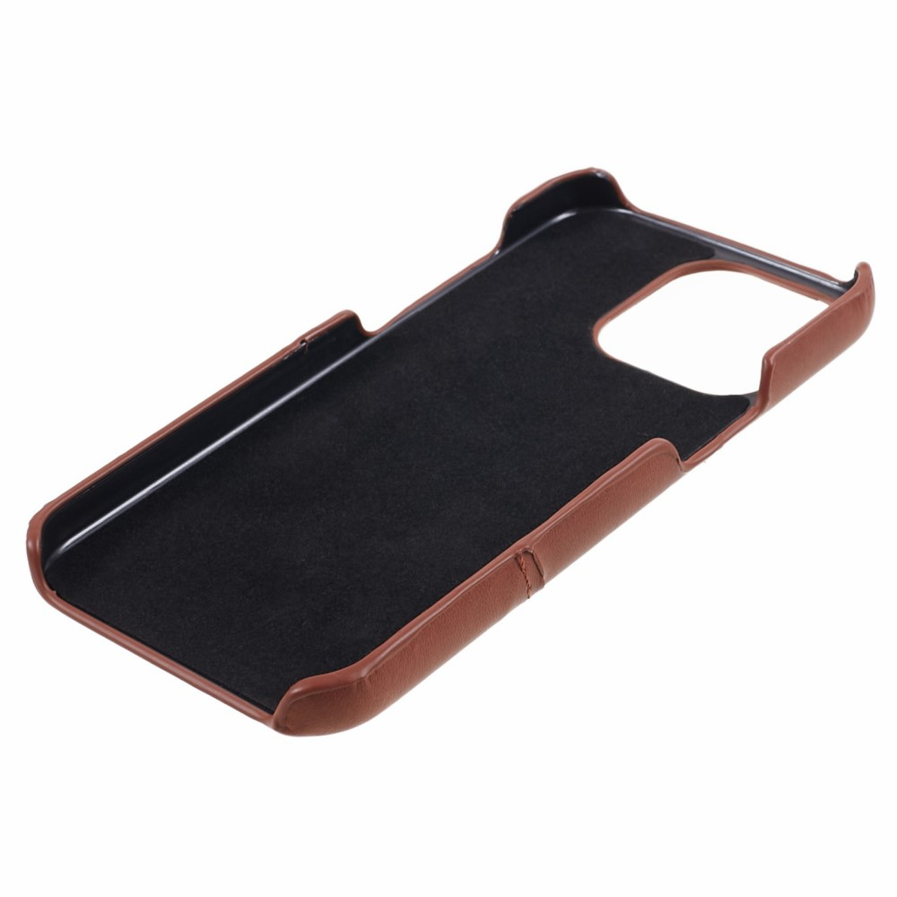 iPhone 15 Pro Max Leder Hülle Snap Case   Kartenfach - Braun