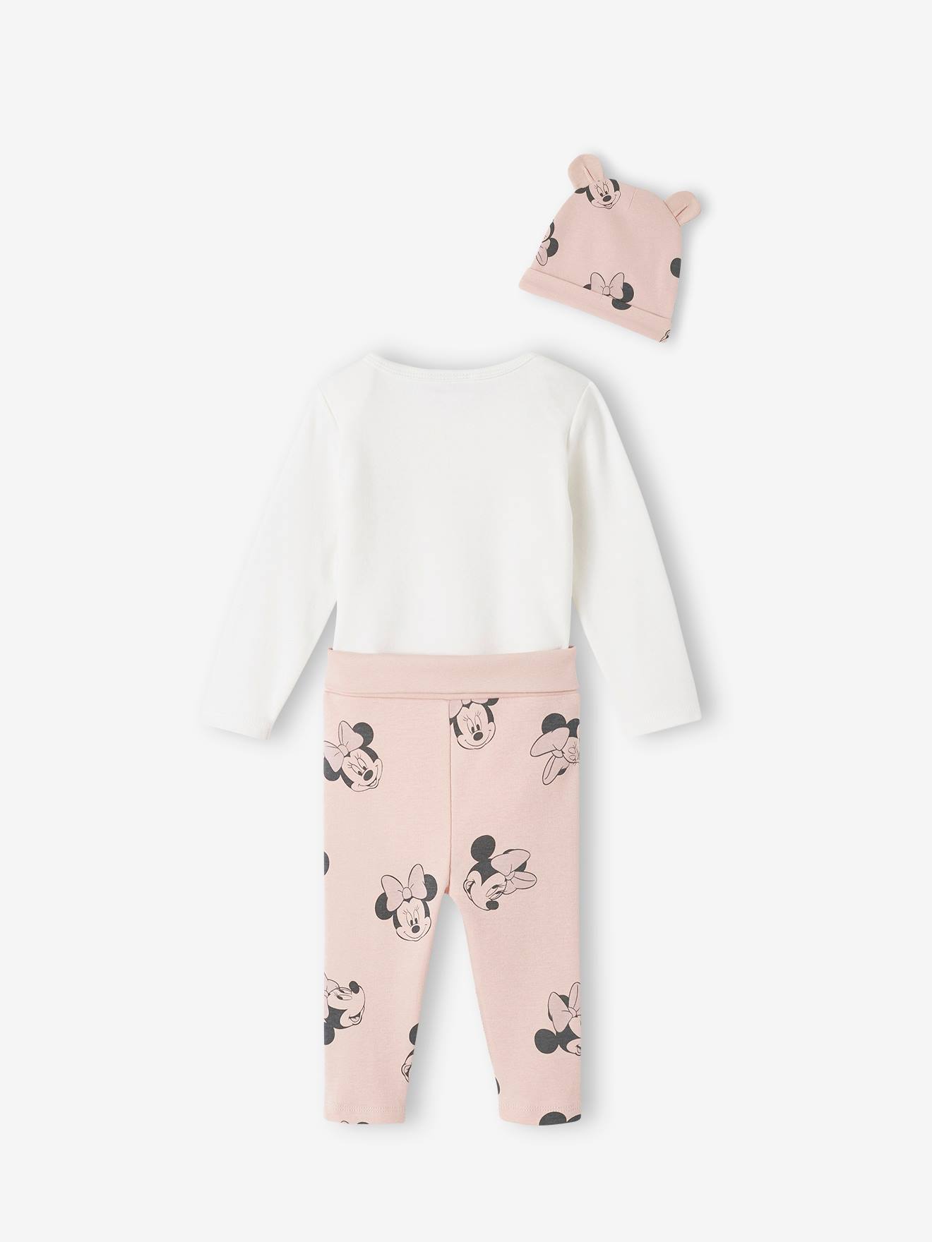 Conjunto para bebê menina: body + calça + chapéu DS® Minnie maquiagem rosa