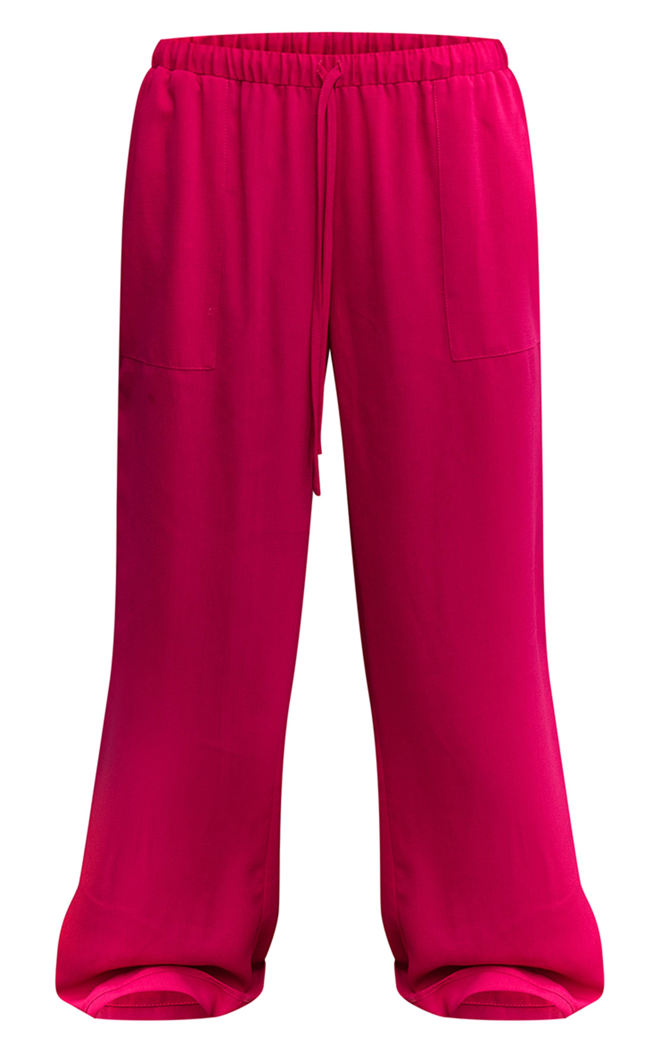 Fuchsia Pantalon De Plage À Cordon Effet Lin