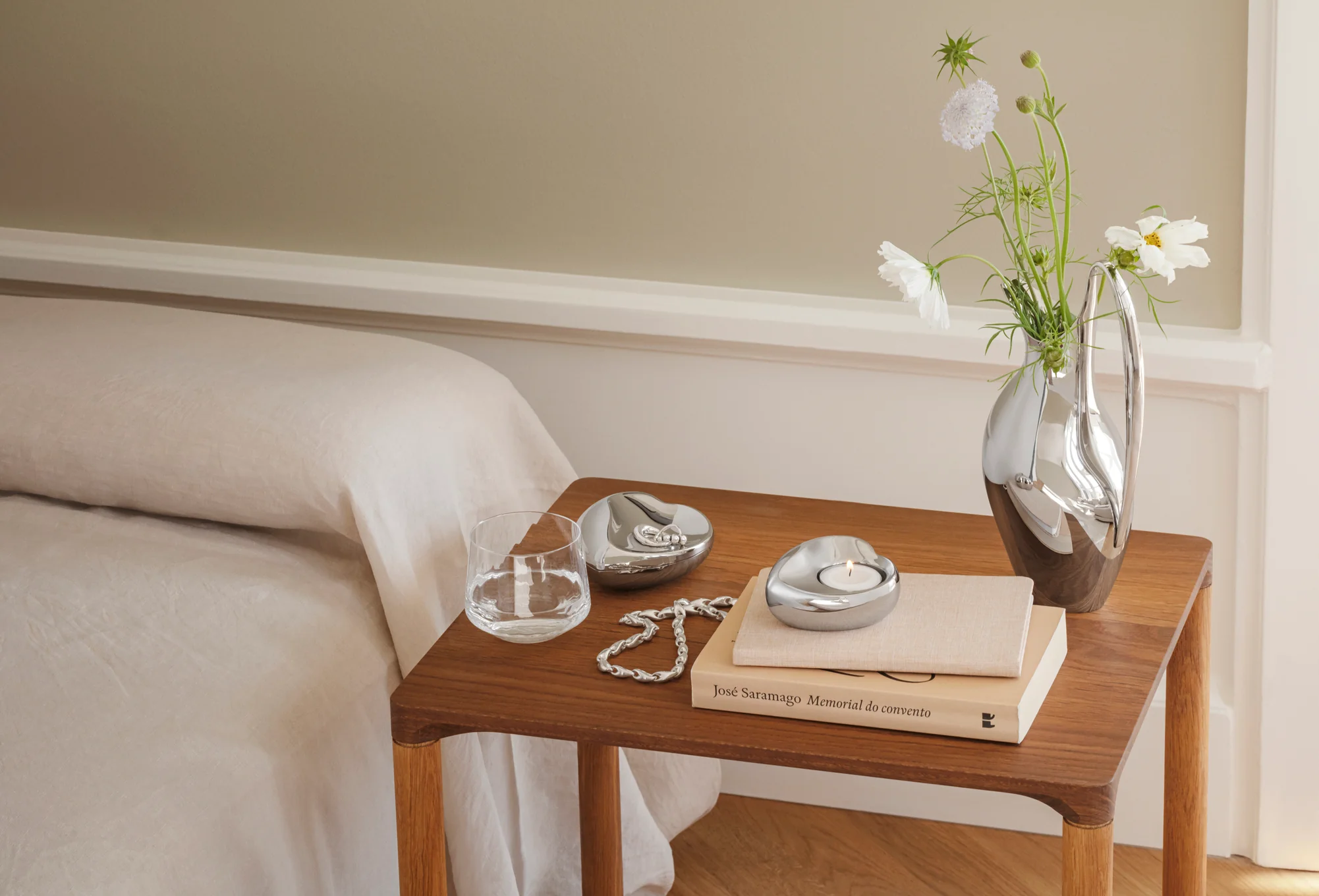 Georg Jensen  Hjerte fyrfadsstage - sølv