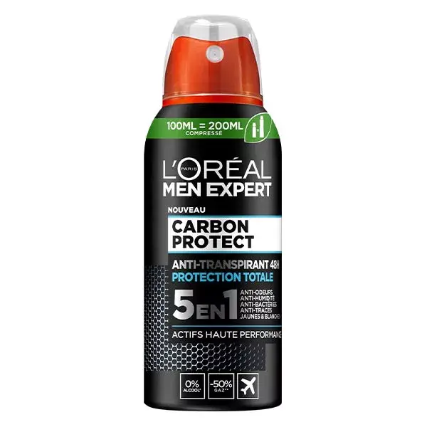 L'Oréal Men Expert Carbon Protect Desodorante Antitranspirante em Spray Compacto 5 em 1 48h 100ml