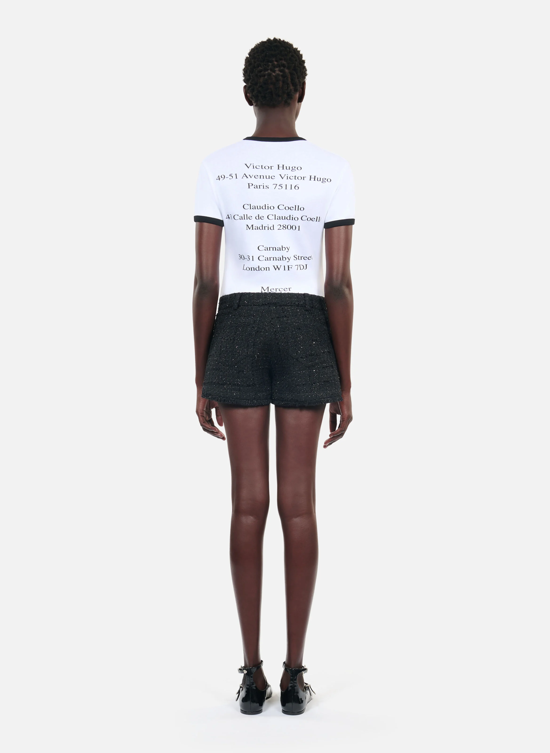 Short ajusté tweed en coton mélangé | Noir