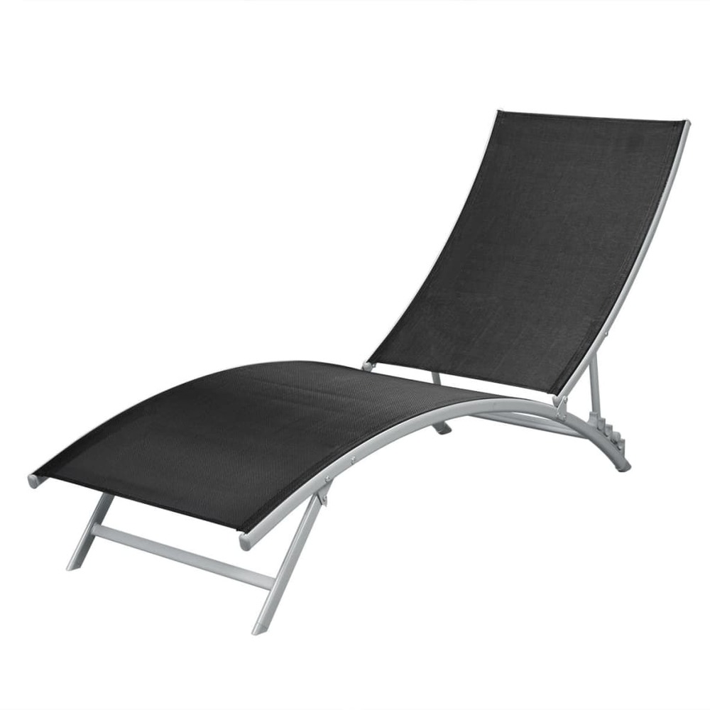 Transat chaise longue bain de soleil lit de jardin terrasse meuble d'extérieur acier et textilène noir
